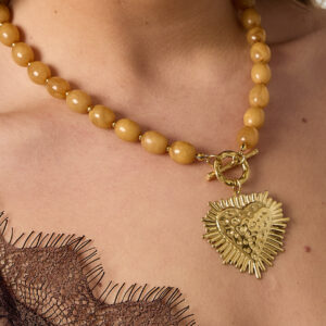 Bruine kralenketting met hartje Stylefever