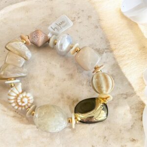 Online dames boutique met hippe en betaalbare damesmode & accessoires 6 Kralen armband By Jam Gioielli beige