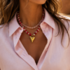 Roze kralen ketting 4 Rode kralen ketting met hartje Stylefever