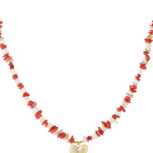 Online dames boutique met hippe en betaalbare damesmode & accessoires 6 Alternative view of Rode ketting met goudkleurig hartje