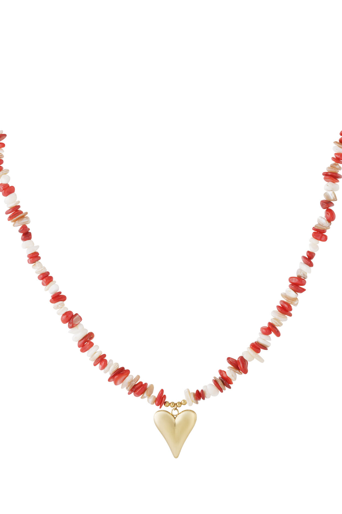 Rode ketting met goudkleurig hartje 2 Rode ketting met goudkleurig hartje - Afbeelding 2