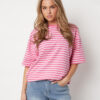 Roze gestreept shirt korte mouw 5 Roze licht roze streepjes shirt korte mouw Stylefever
