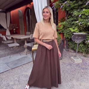 Beige gebreid truitje korte mouw Azzurro