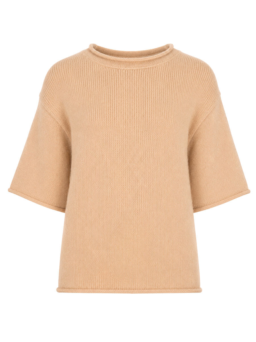 Beige gebreid truitje korte mouw Azzurro 2 beige gebreid truitje korte mouw Azzurro