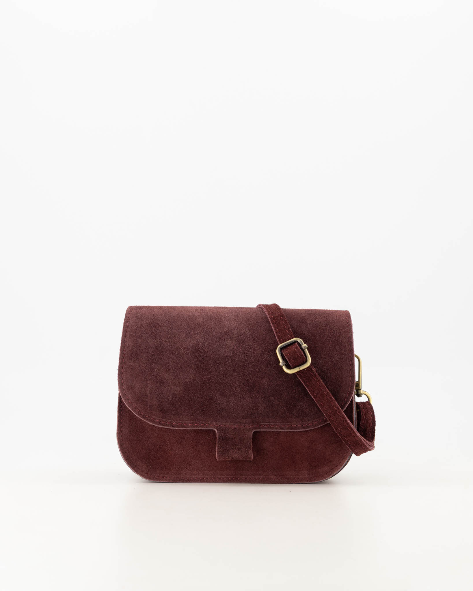 Bordeaux suede crossbody tas 1 Bordeaux suede damestas Stylefever