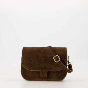 Donkerbruine suede crossbody tas Stylefever