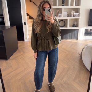 Online dames boutique met hippe en betaalbare damesmode & accessoires 4 Alternative view of Groen gebreid truitje strik ceintuur